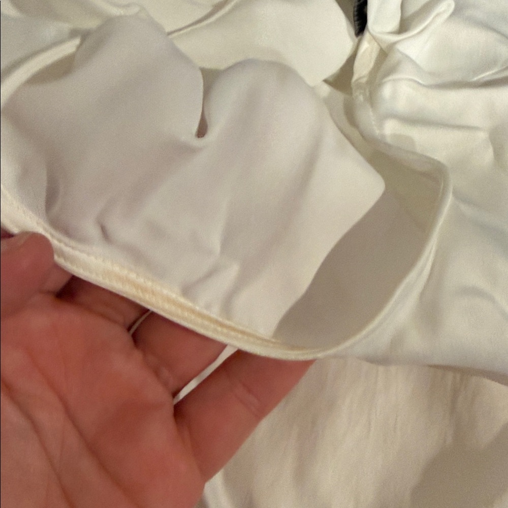 Zara White Asymmetrical Crop Top Long Sleeve Minimal Chic Medium NWT - Picture 7 of 8